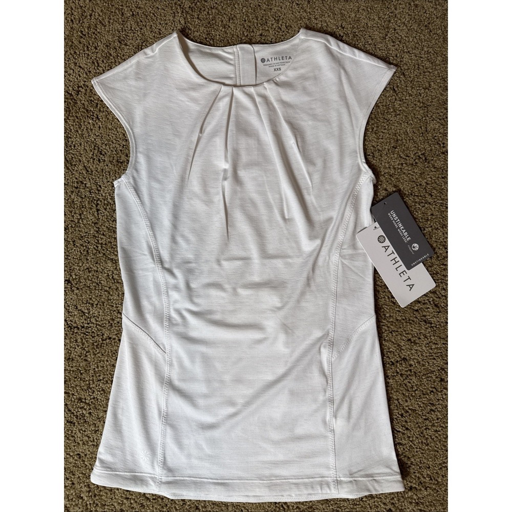 Athleta Size XXS 2XS‎ White Stinson Back Zip Tank Athleisure Lounge Yoga NWT